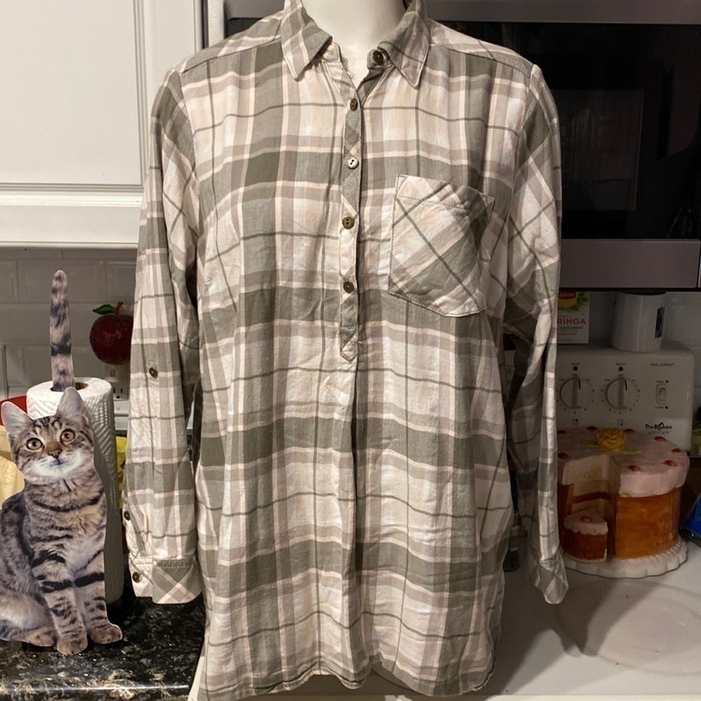 l women Sonoma casual long sleeve 1/2 button pullover plus size shirt 1X